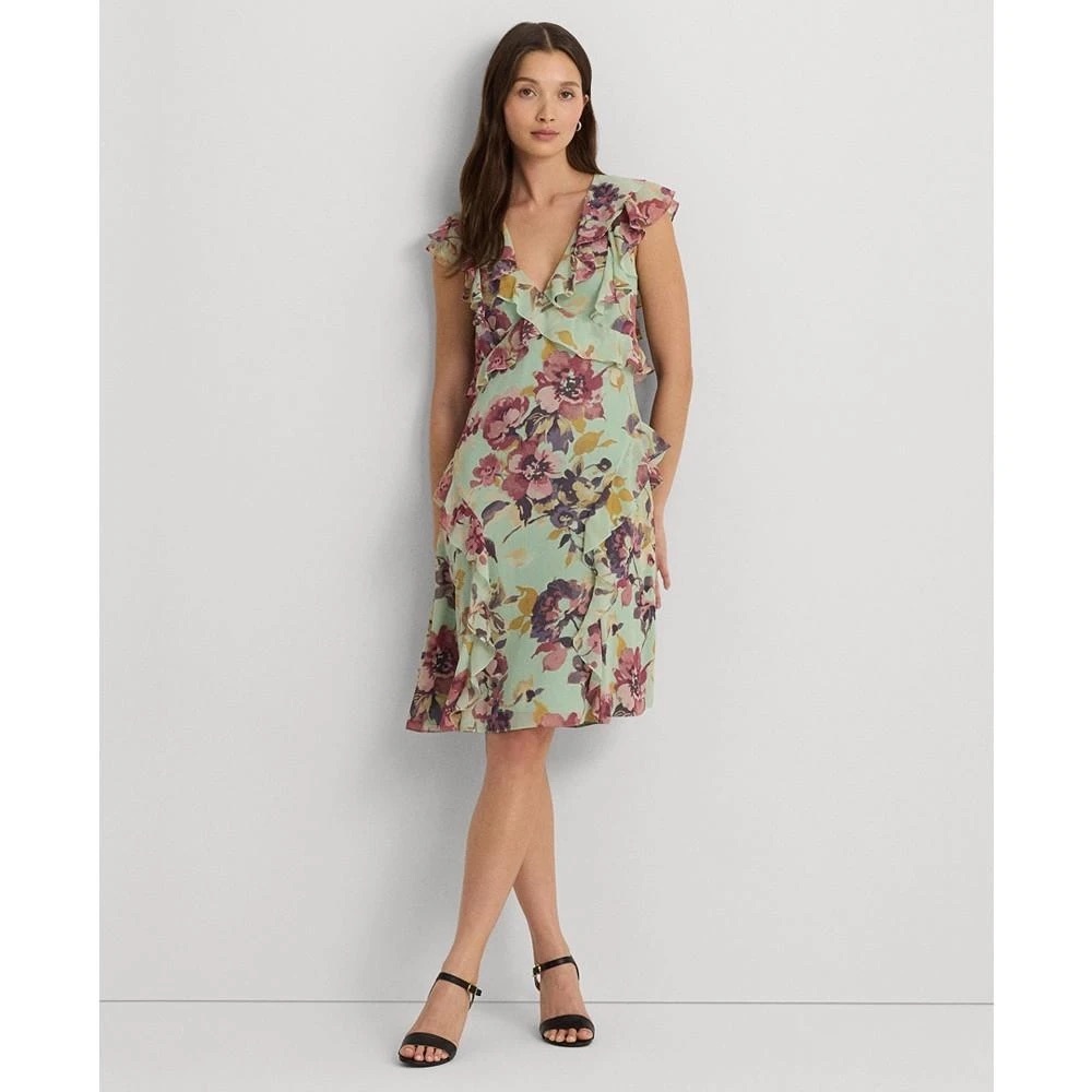NWT Ralph Lauren Women's Ruffled V-Neck A-Line Dress Sz 6 - Picture 2 of 12